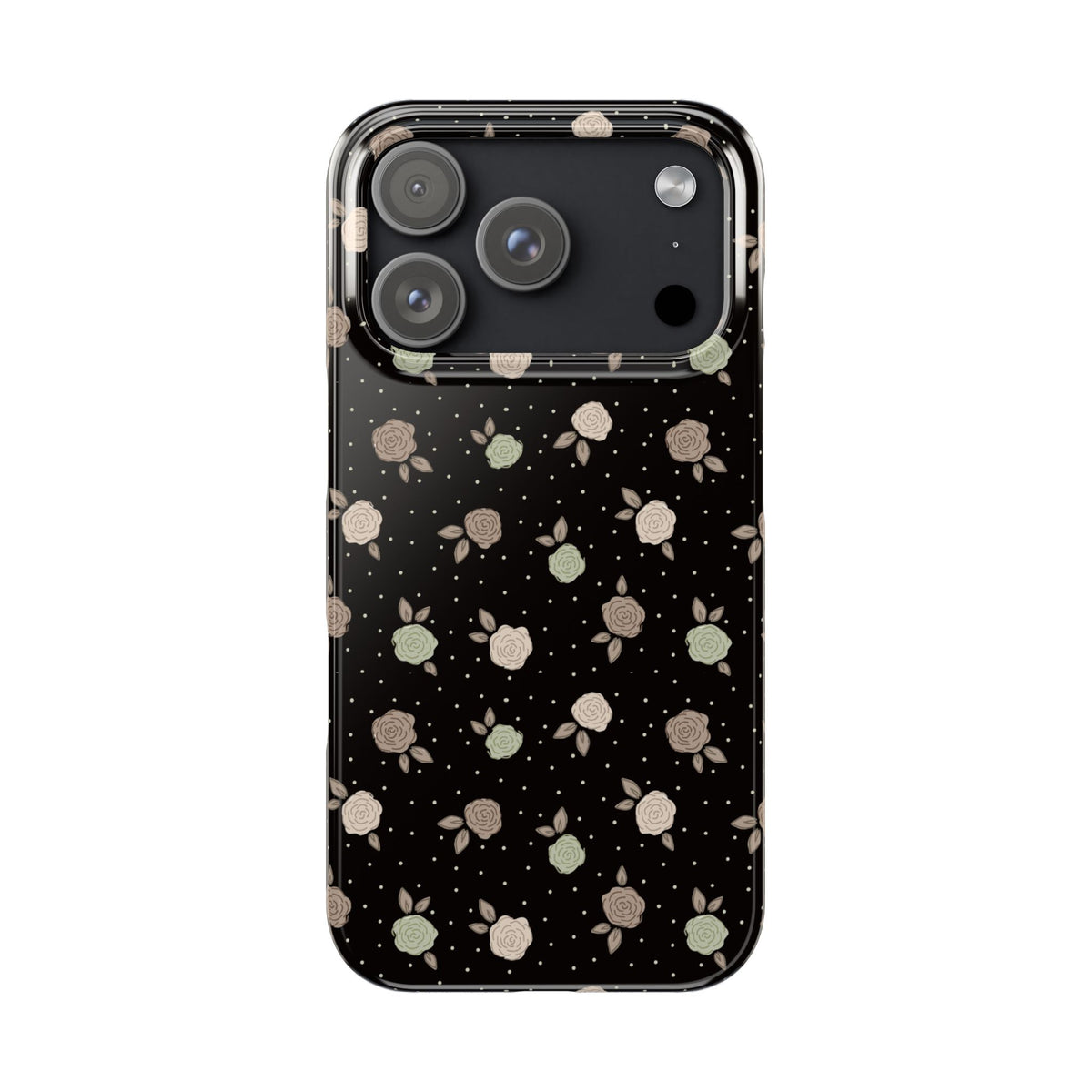 Black and brown floral with polka dots - Slim Phone Cases