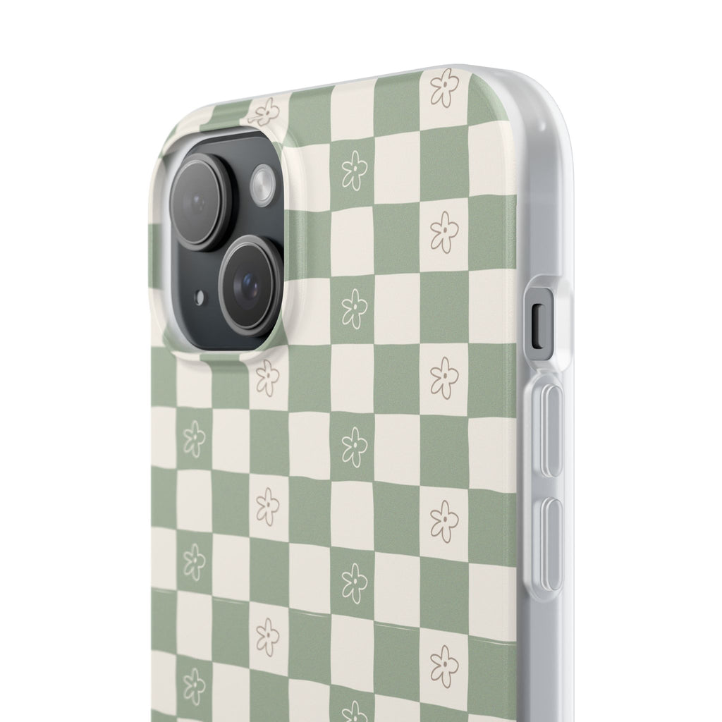 Green checker and daisy -Flexi Cases