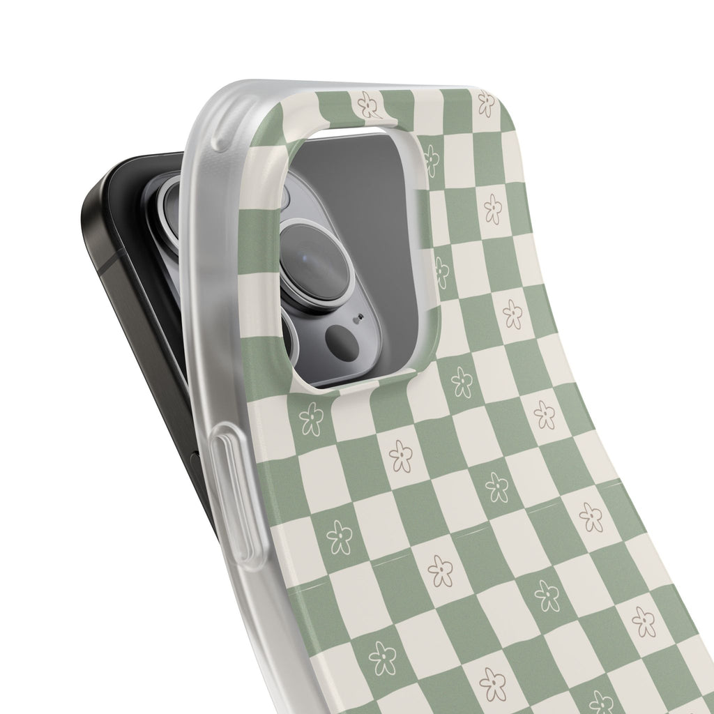 Green checker and daisy -Flexi Cases