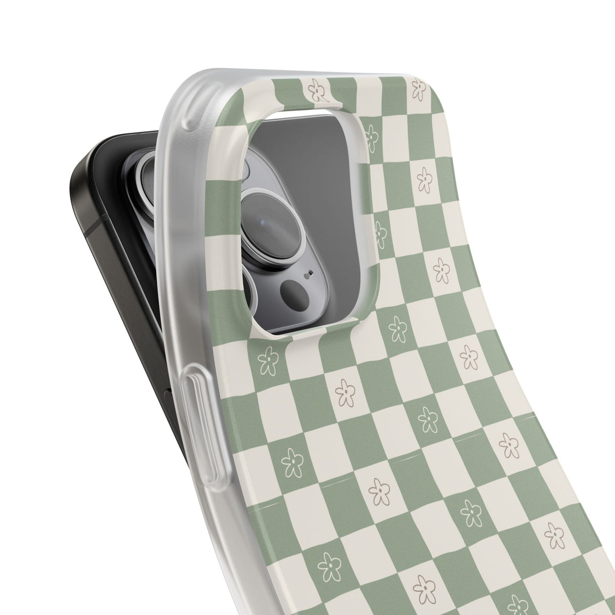 Green checker and daisy -Flexi Cases