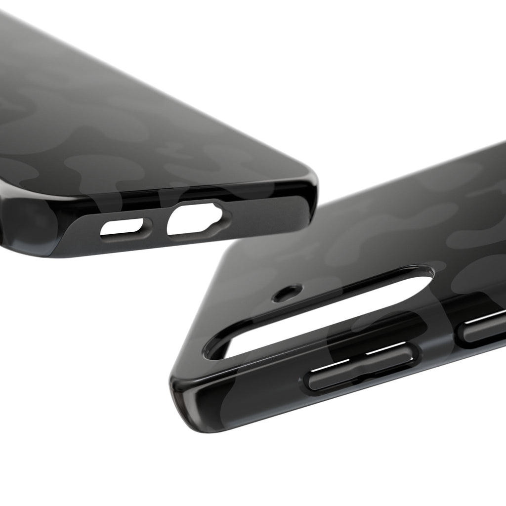 Black Camo Tough Phone Case — Durable Matte Military-Inspired Protection