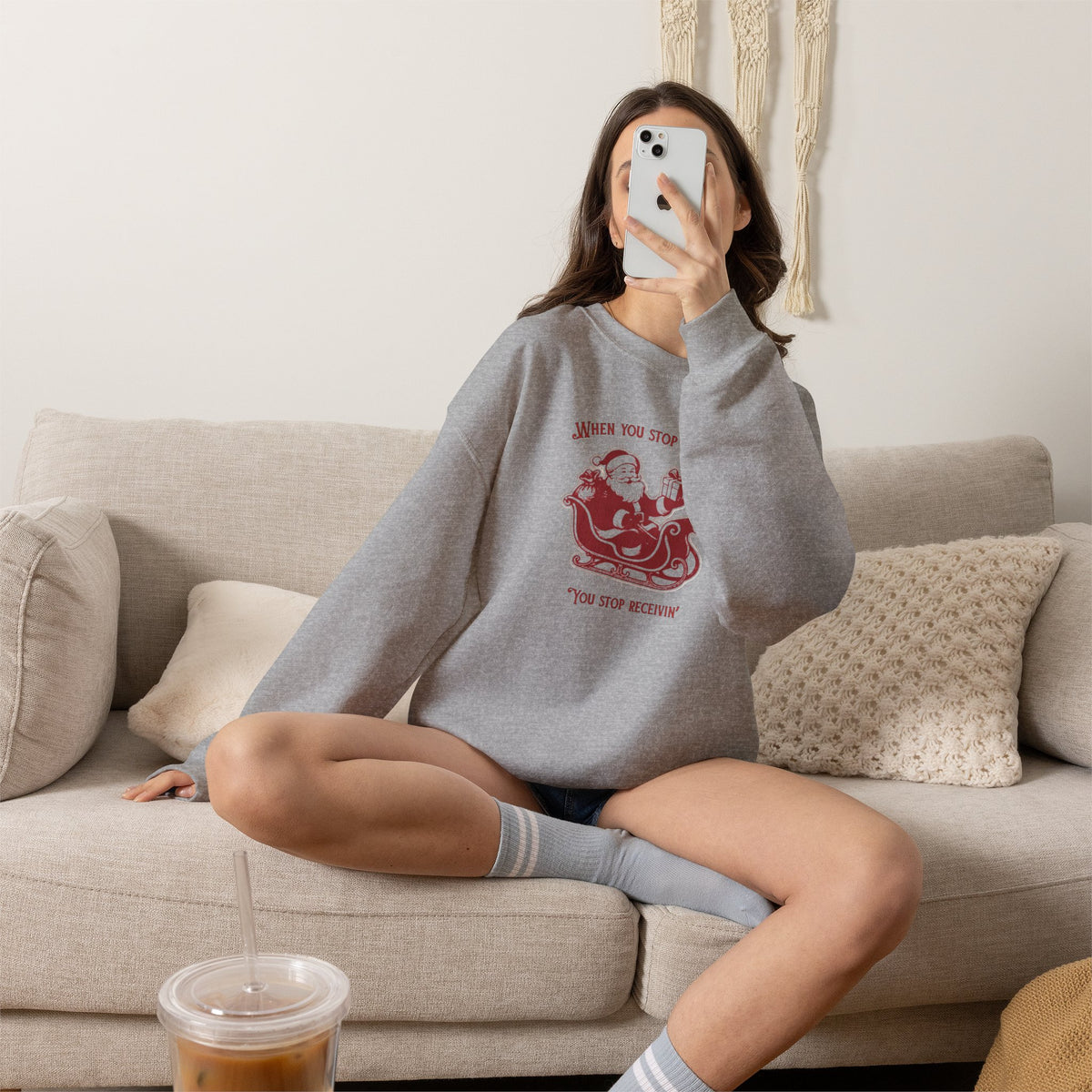 "You Stop believing, you Stop receiving"— Vintage Santa Sleigh Holiday Pullover