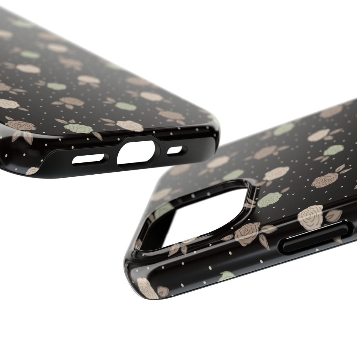 Black and brown floral with polka dots -Tough Phone Cases