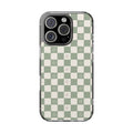 Green checkered with small flowers -Magnetic Clear Impact-Resistant Cases