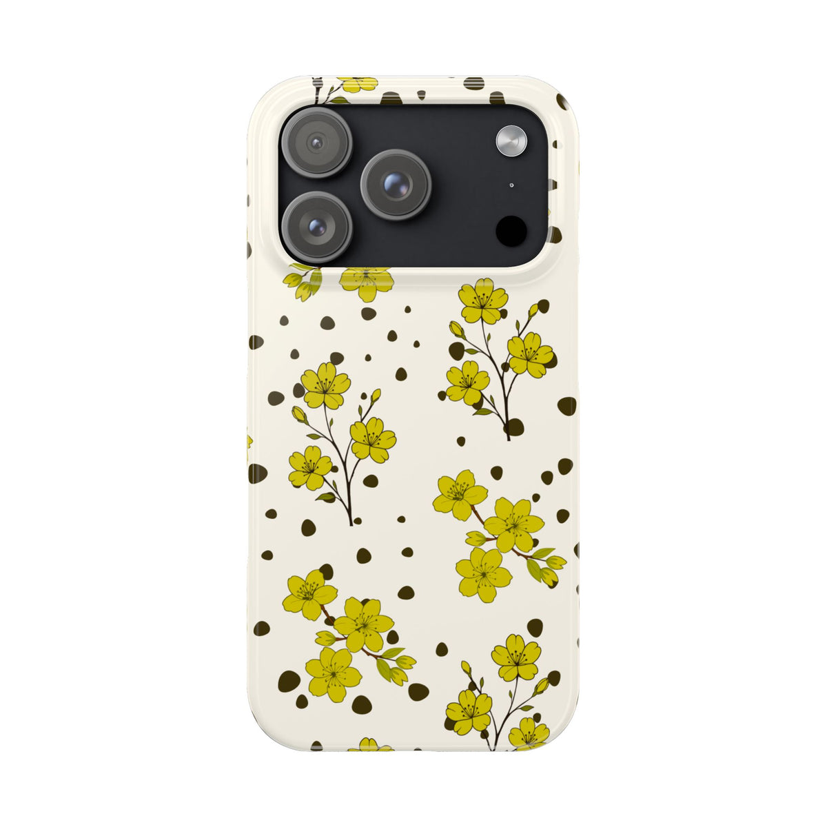 Yellow floral and black dots-Slim Phone Cases