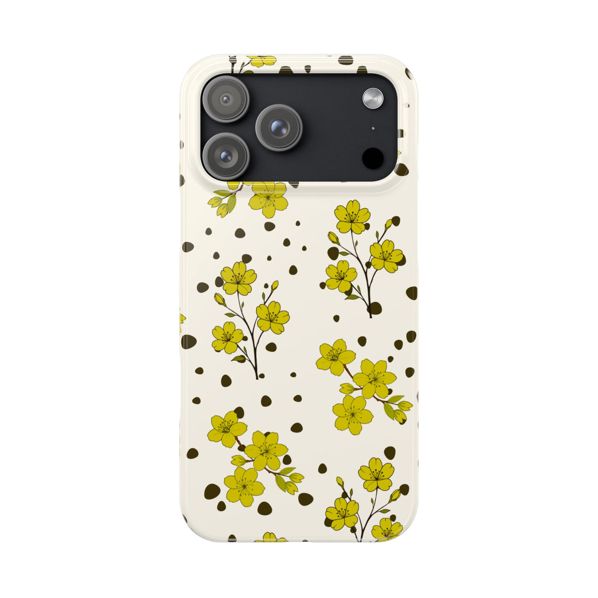 Yellow floral and black dots-Slim Phone Cases