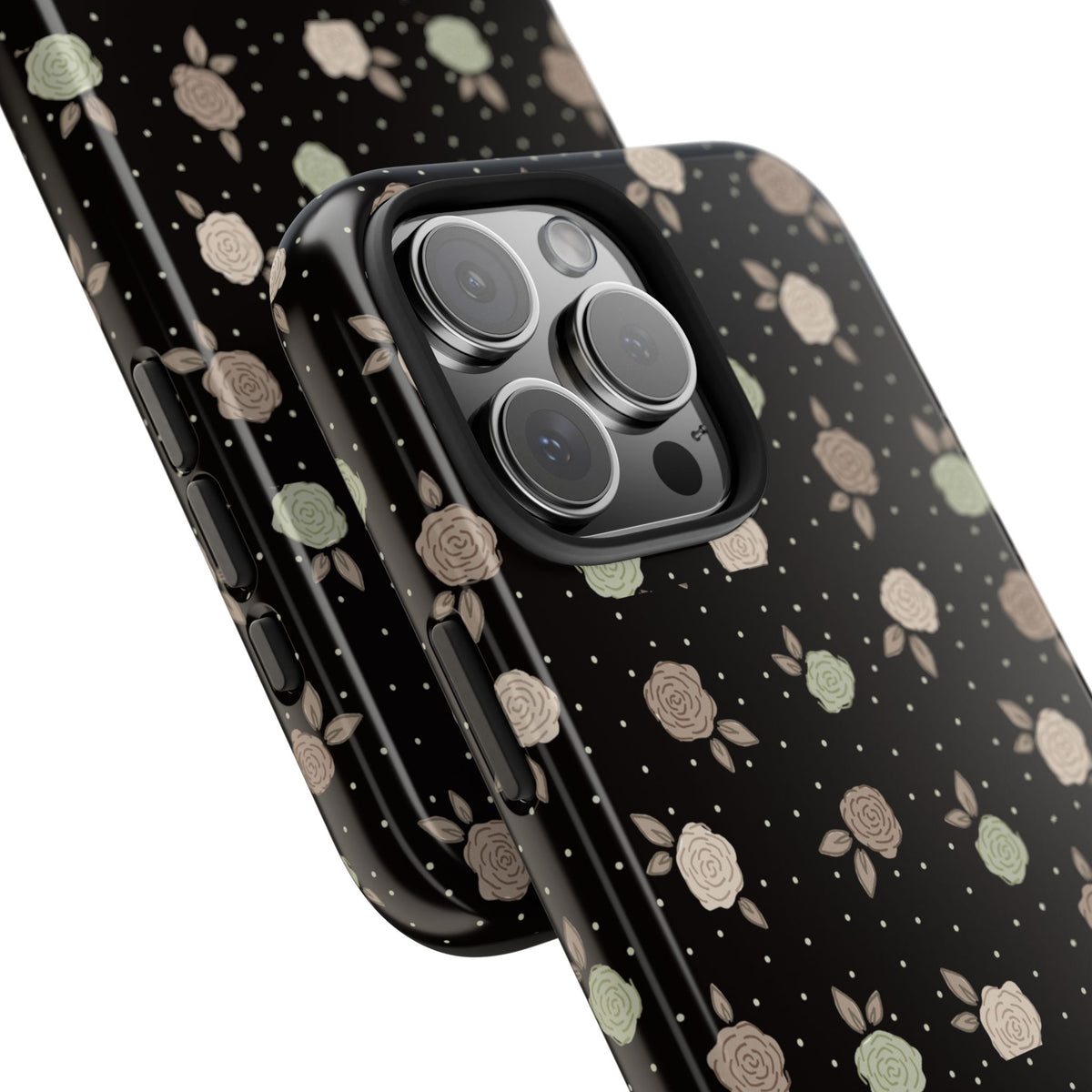 Black and brown floral with polka dots -Tough Phone Cases