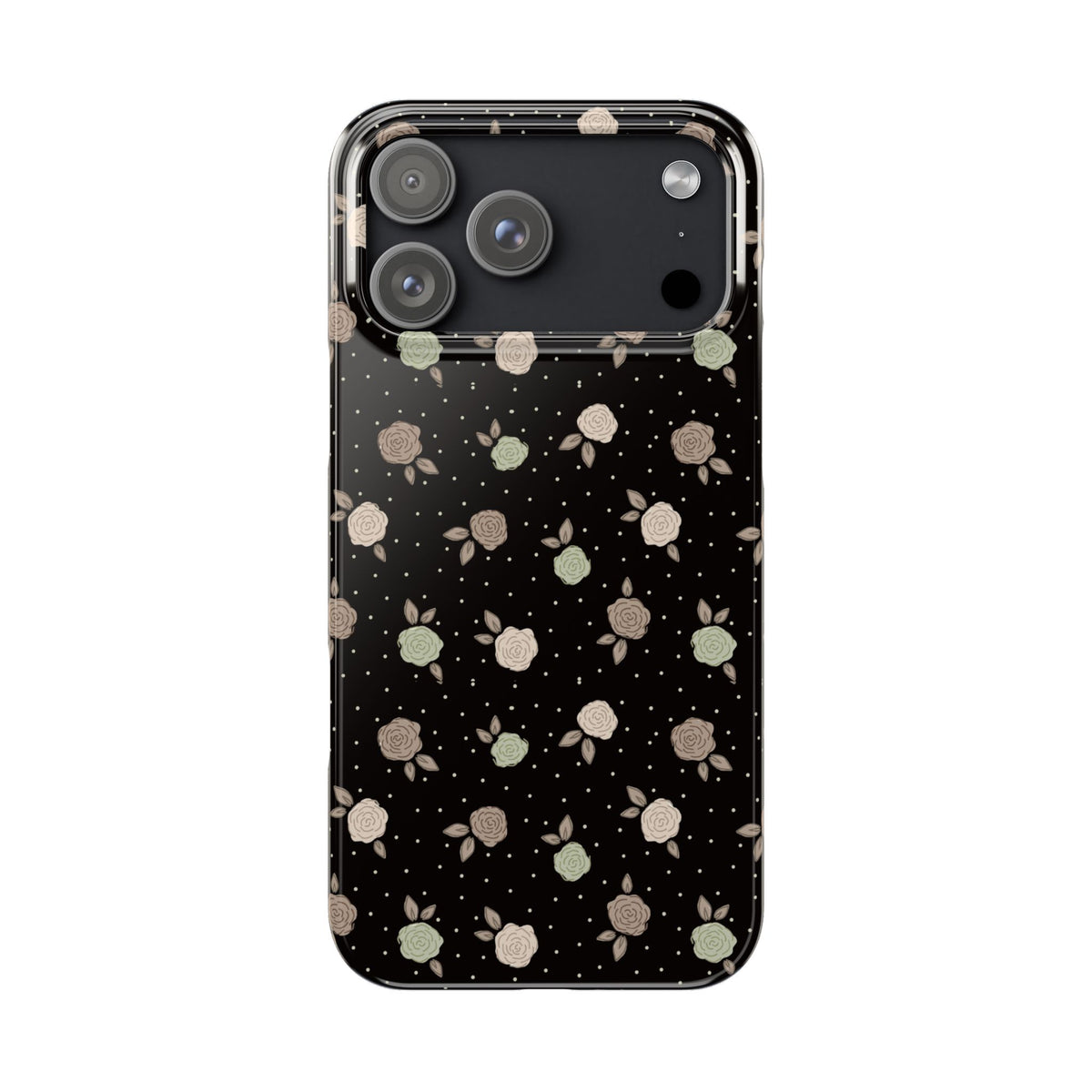 Black and brown floral with polka dots - Slim Phone Cases