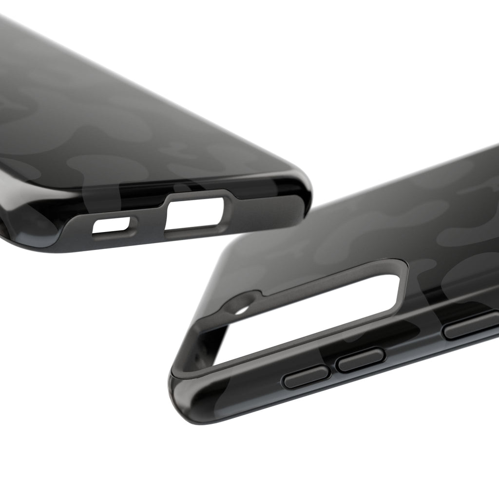 Black Camo Tough Phone Case — Durable Matte Military-Inspired Protection