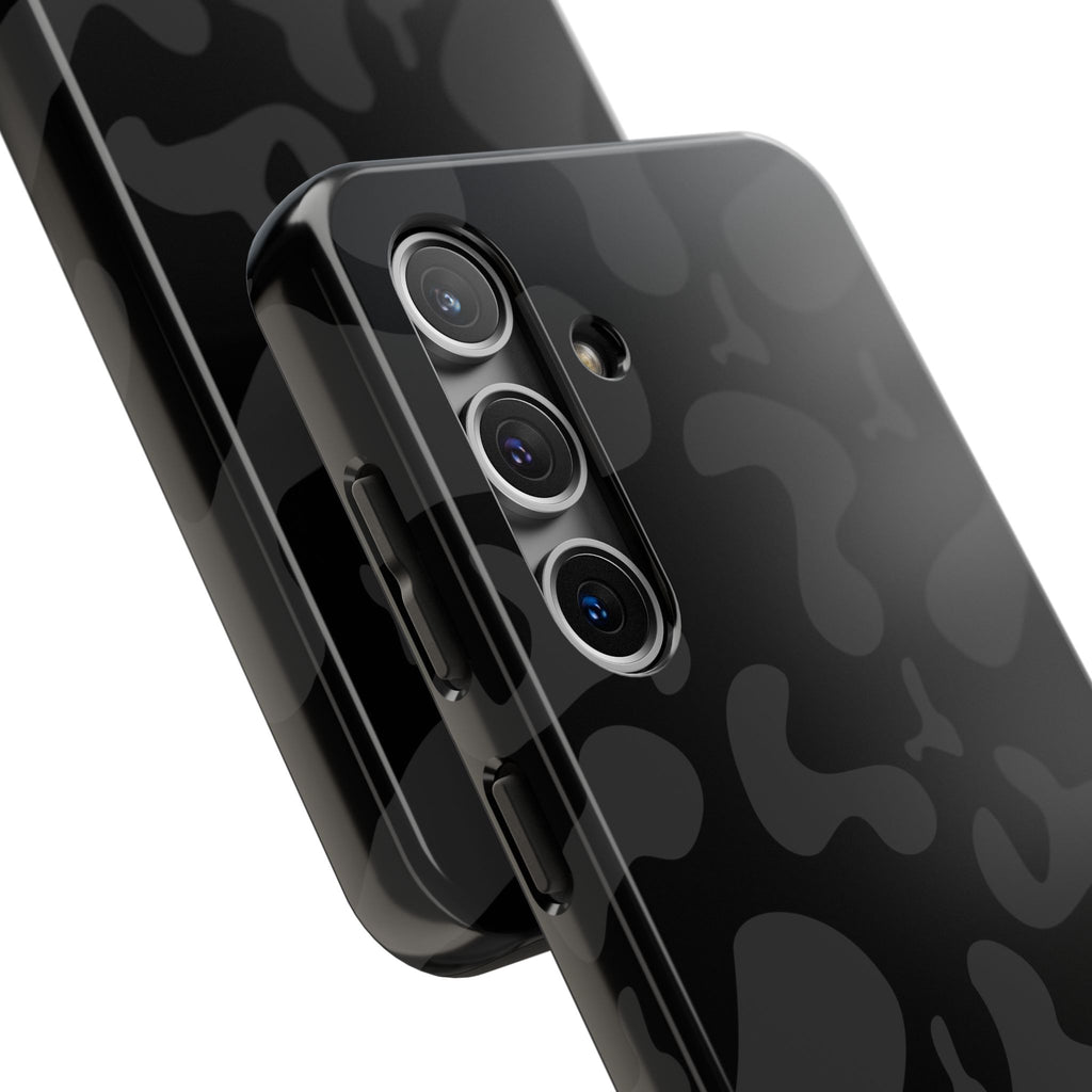 Black Camo Tough Phone Case — Durable Matte Military-Inspired Protection