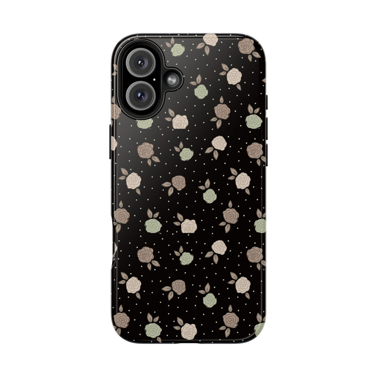 Black and brown floral with polka dots -Tough Phone Cases
