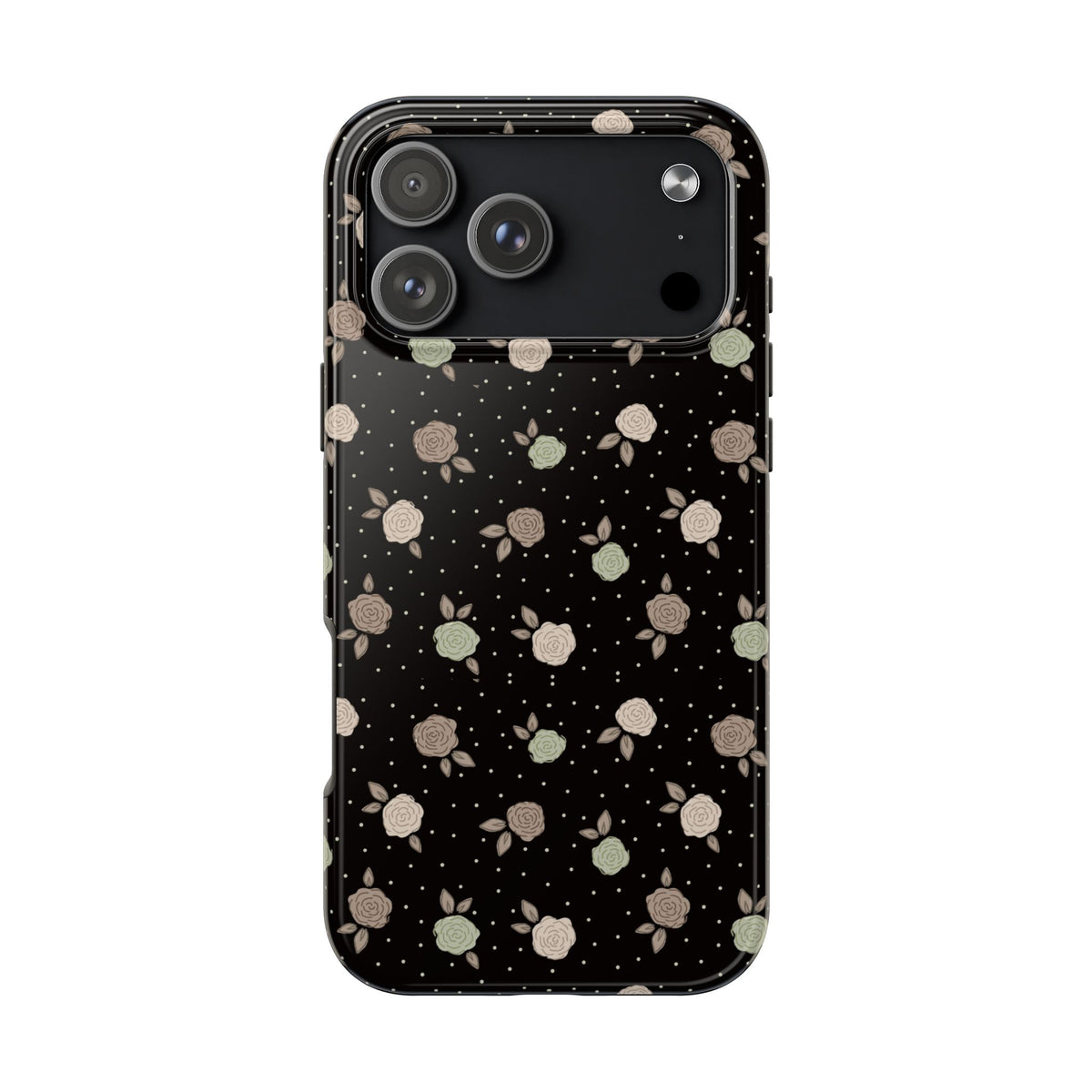 Black and brown floral with polka dots -Tough Phone Cases