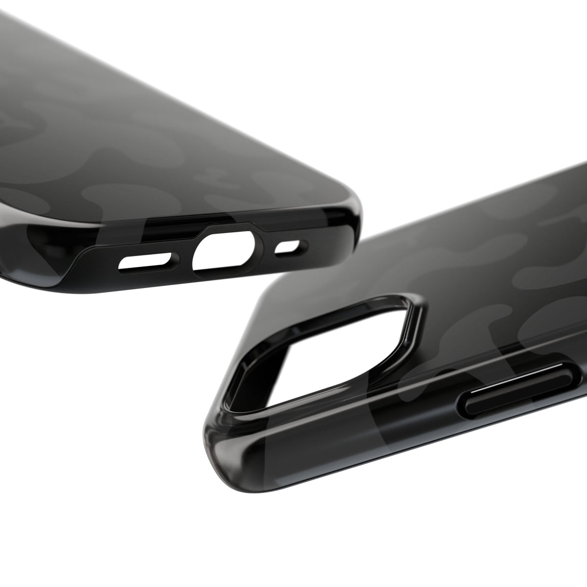 Black Camo Tough Phone Case — Durable Matte Military-Inspired Protection
