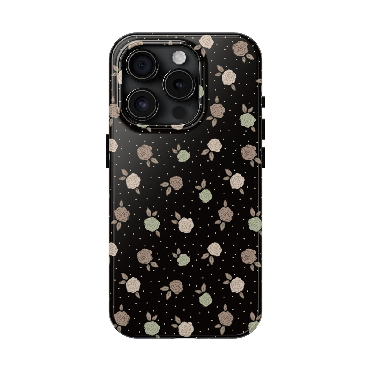 Black and brown floral with polka dots -Tough Phone Cases