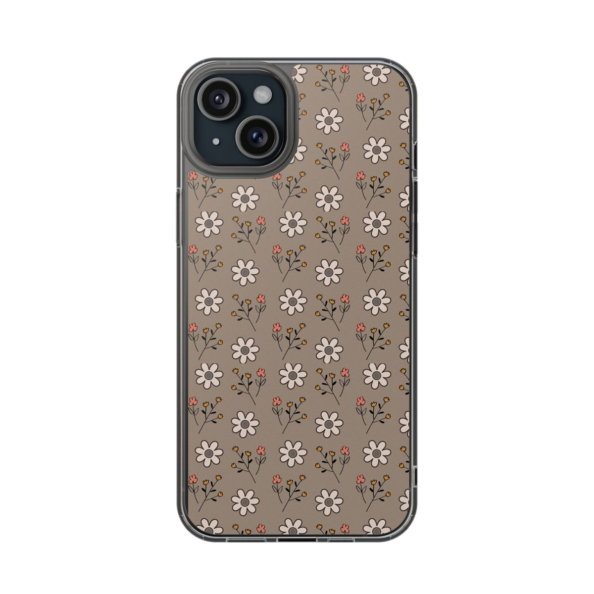 Brown floral- Magnetic Clear Impact-Resistant Cases
