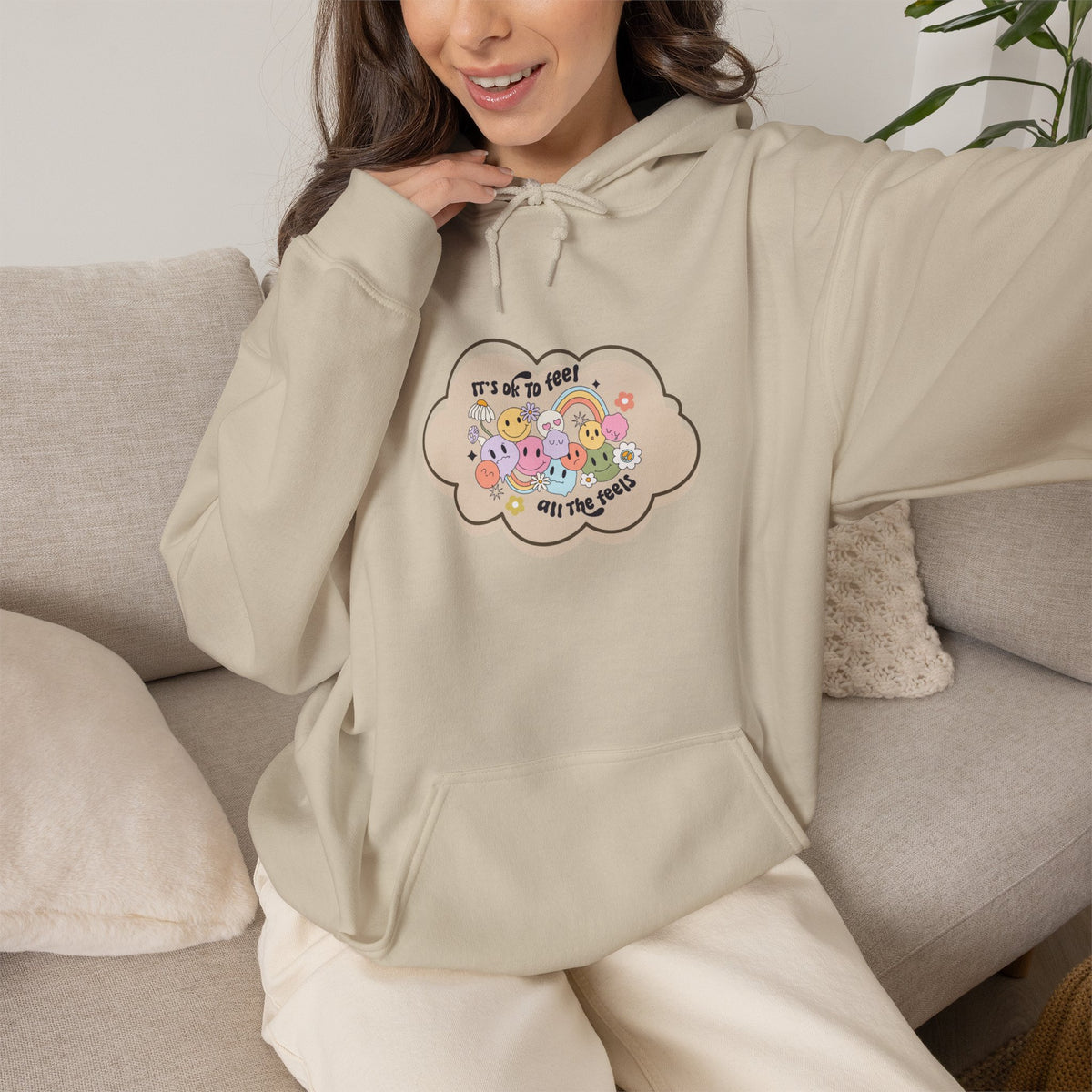 "It's Okay to Not Be Okay" Floral Cloud Comfort hoodie