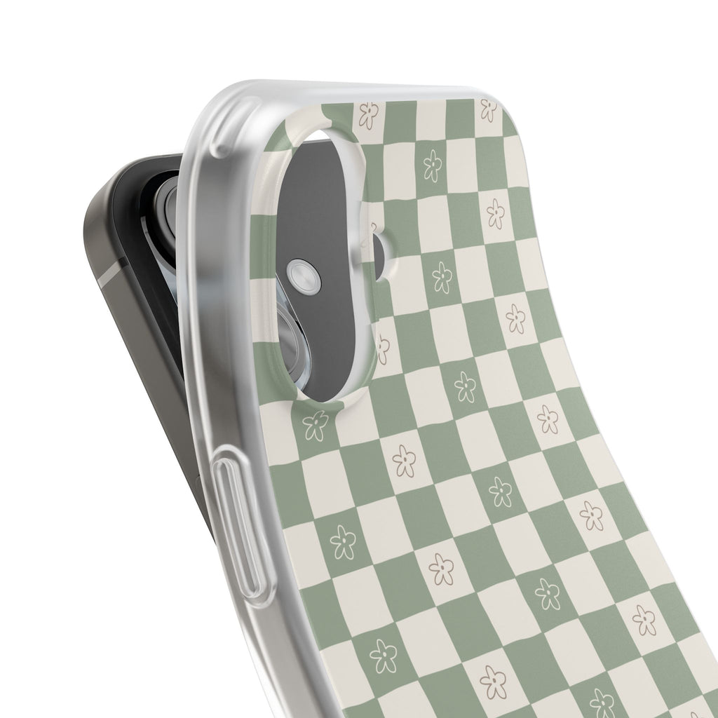 Green checker and daisy -Flexi Cases