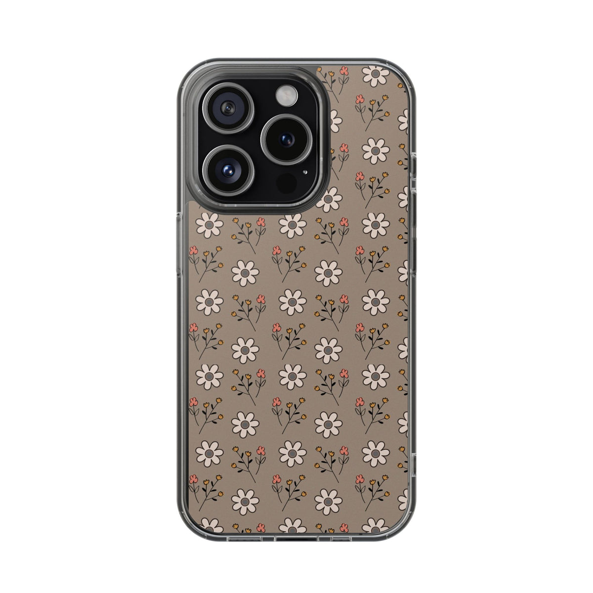 Brown floral- Magnetic Clear Impact-Resistant Cases