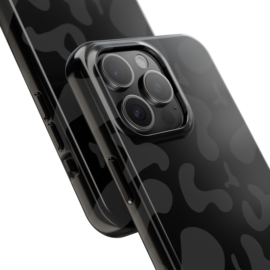 Black Camo Tough Phone Case — Durable Matte Military-Inspired Protection