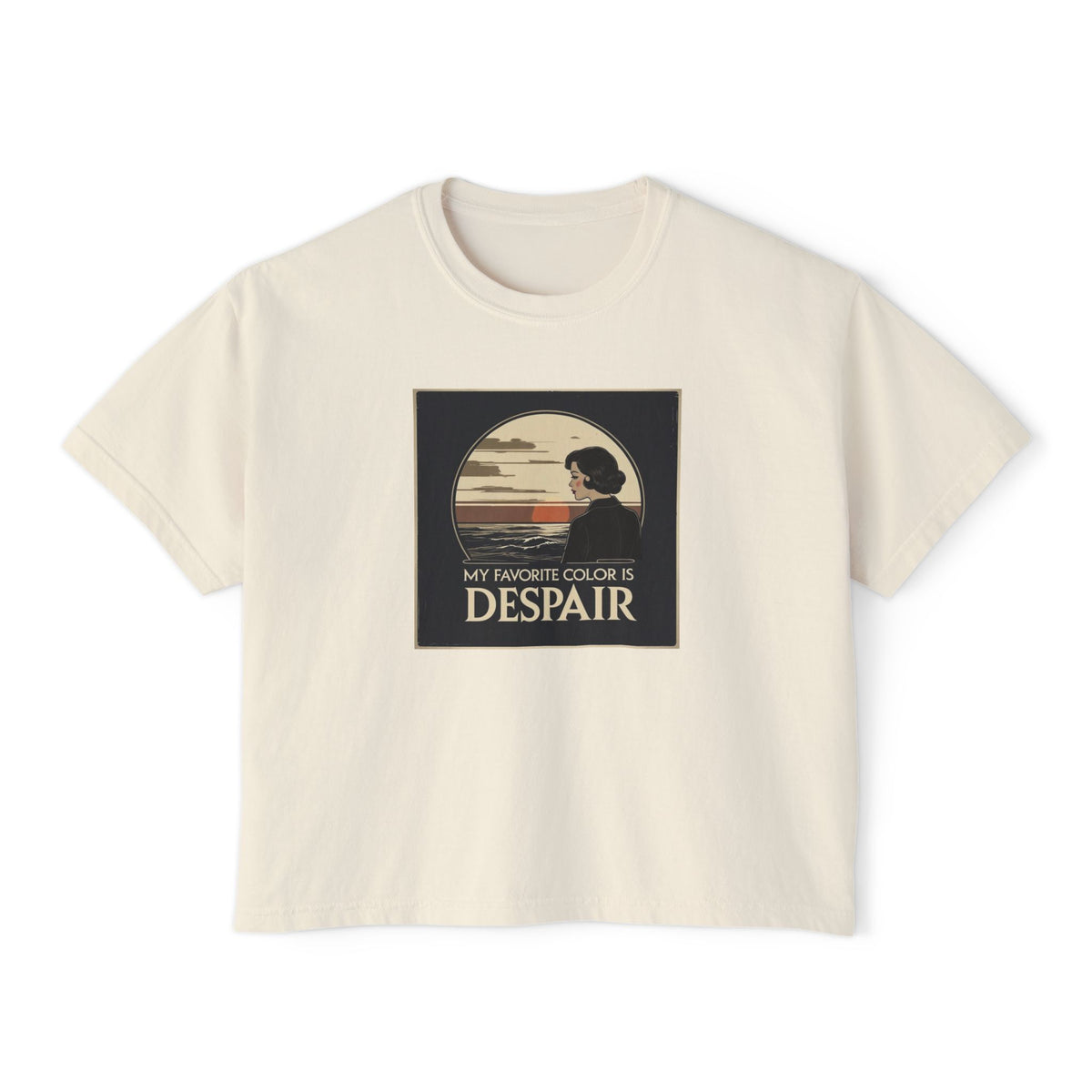 Boxy Tee — Vintage 'My Favorite Color Is Despair' Graphic Crop T-Shirt