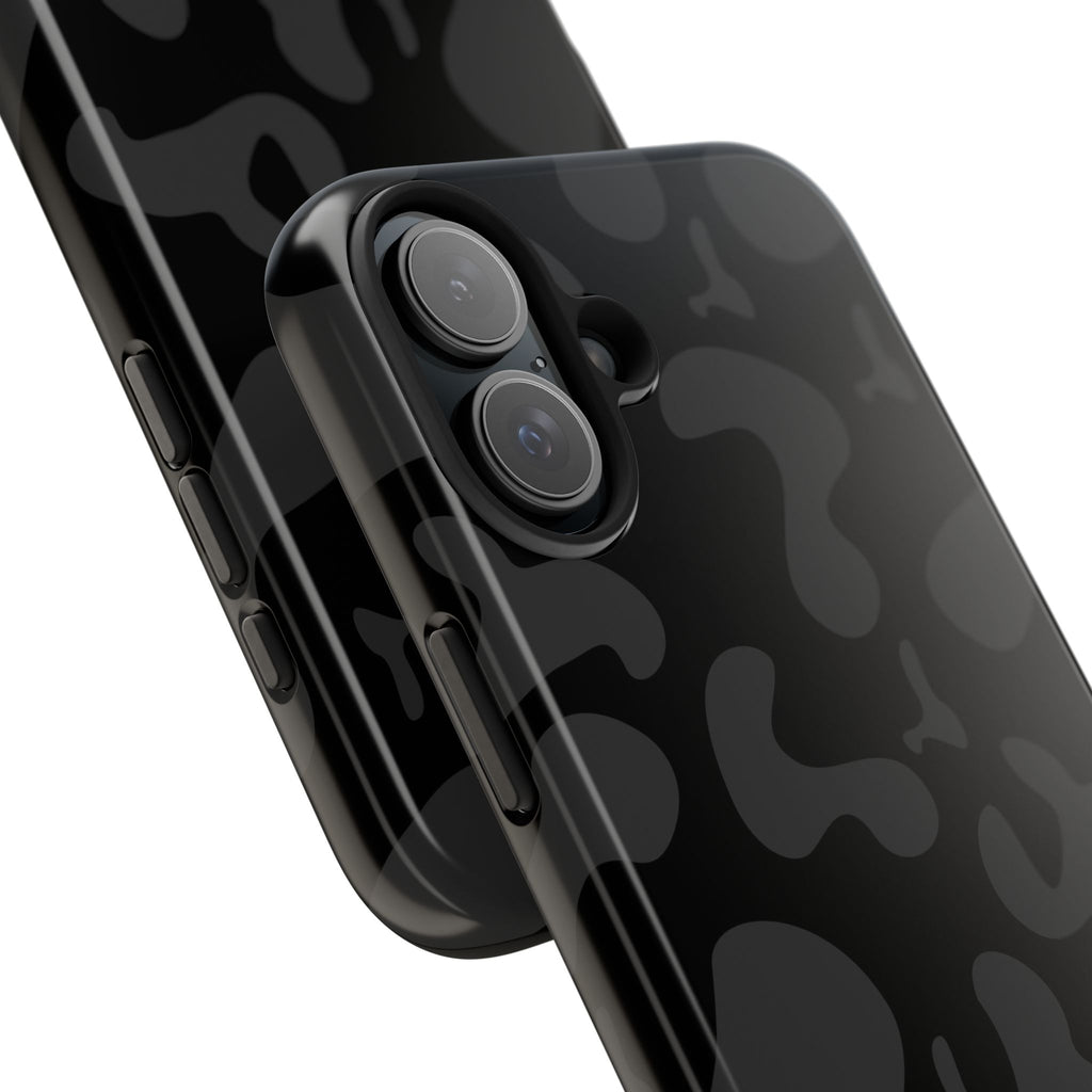 Black Camo Tough Phone Case — Durable Matte Military-Inspired Protection