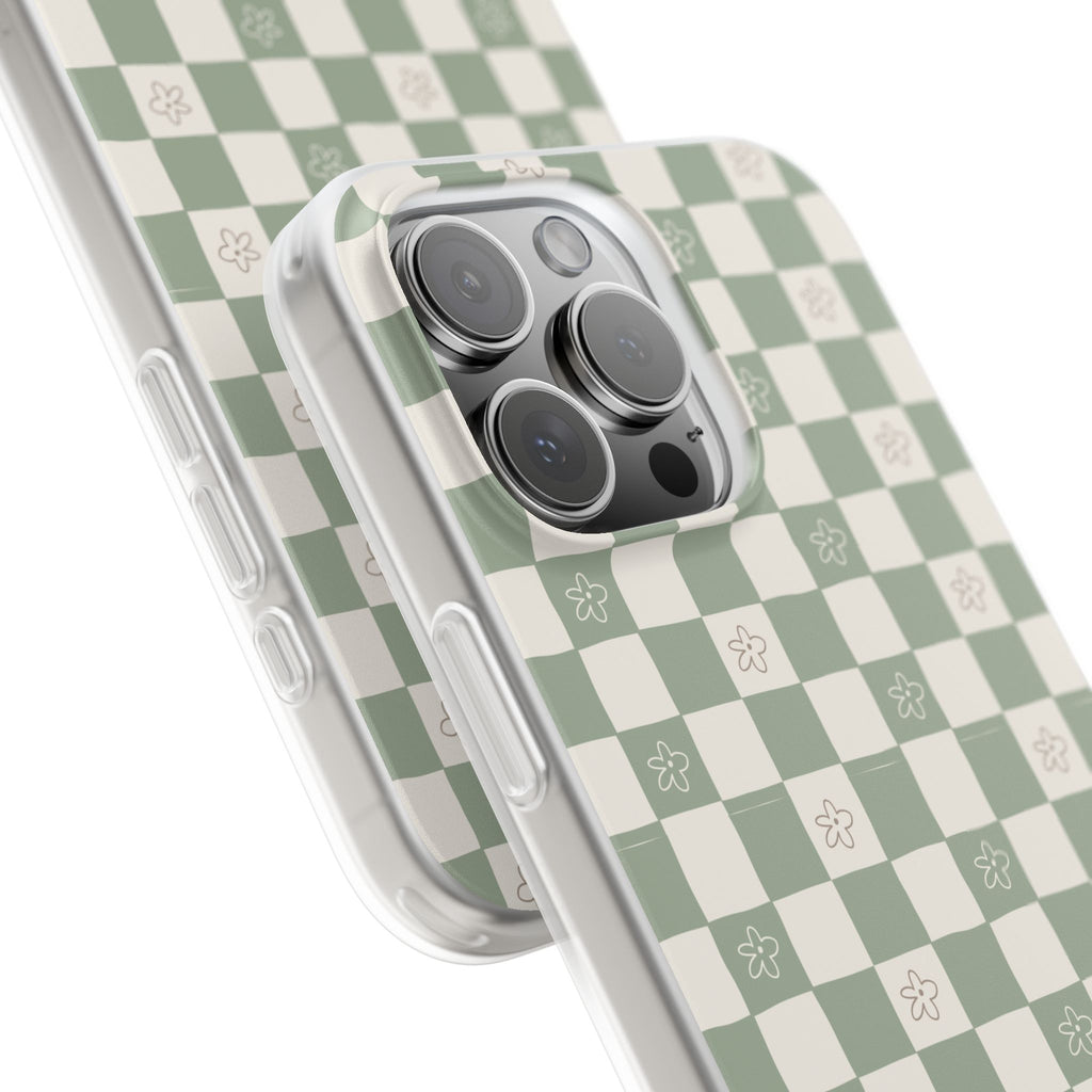 Green checker and daisy -Flexi Cases