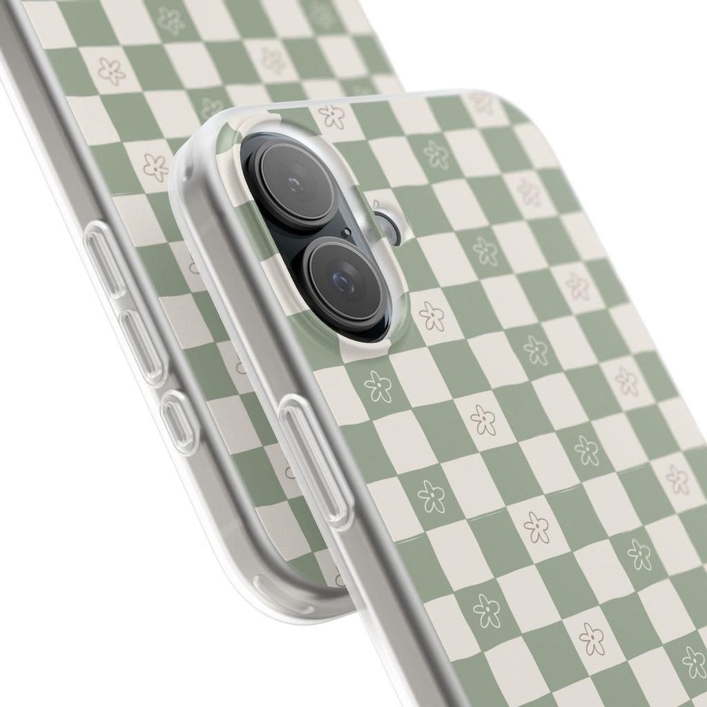 Green checker and daisy -Flexi Cases