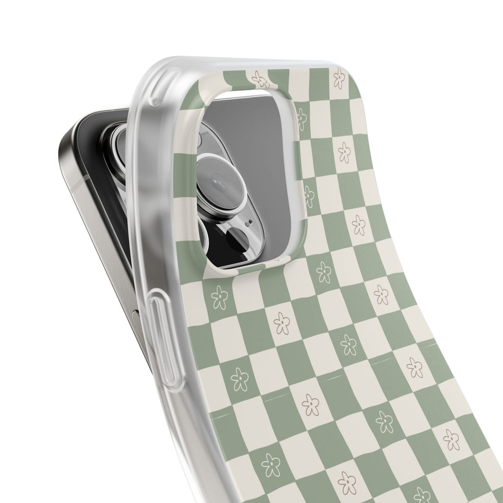 Green checker and daisy -Flexi Cases