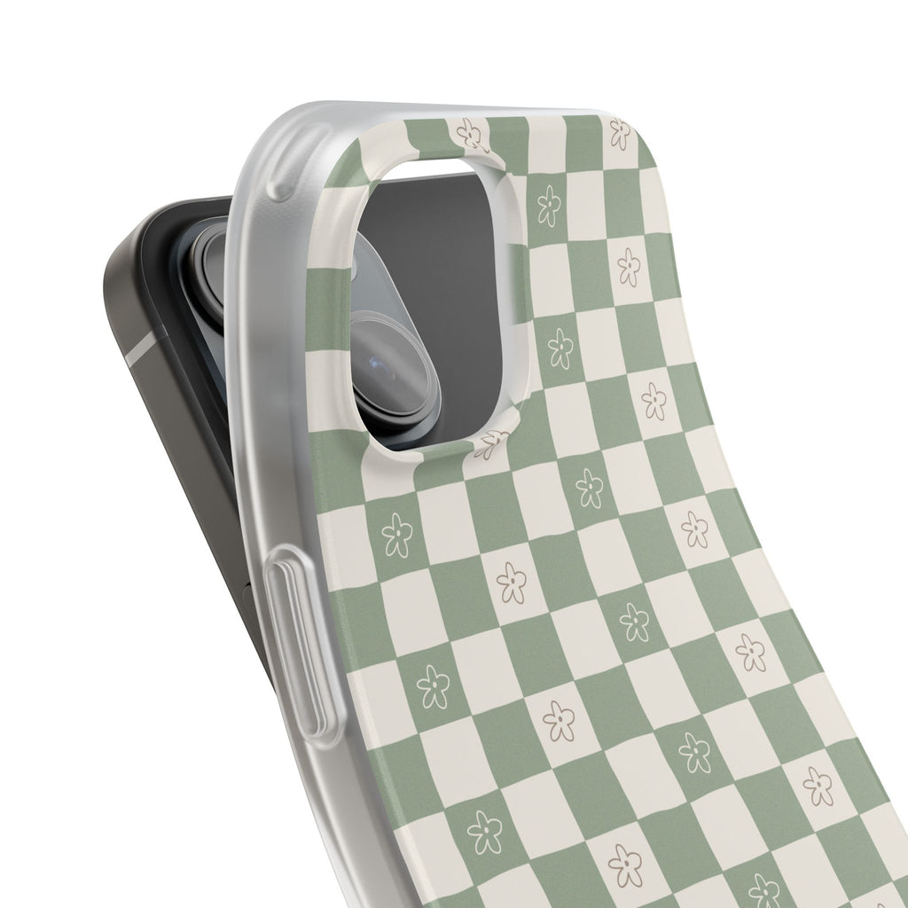 Green checker and daisy -Flexi Cases