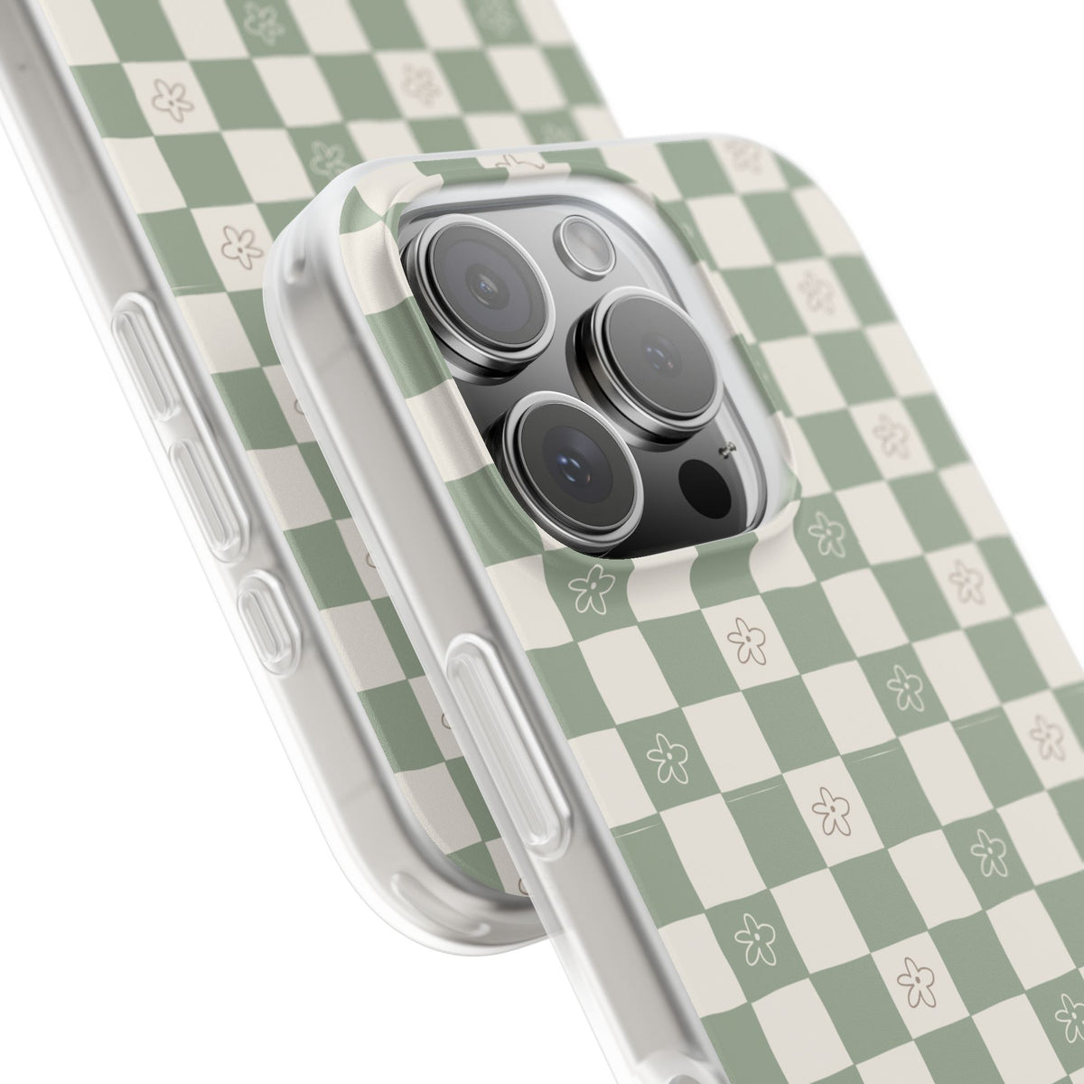Green checker and daisy -Flexi Cases