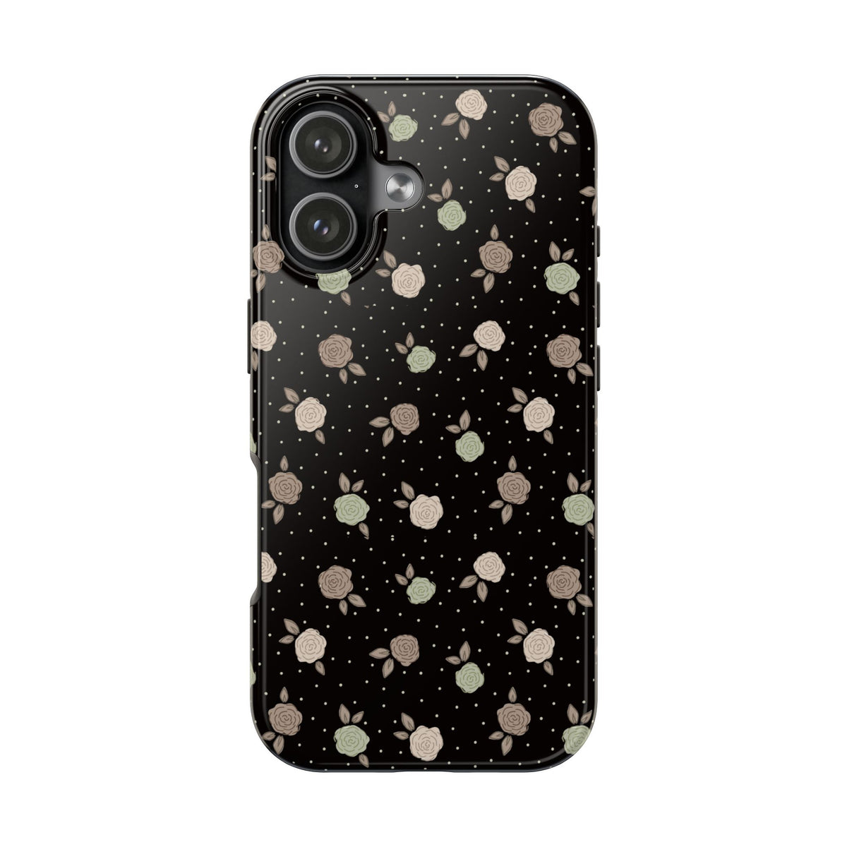 Black and brown floral with polka dots -Tough Phone Cases