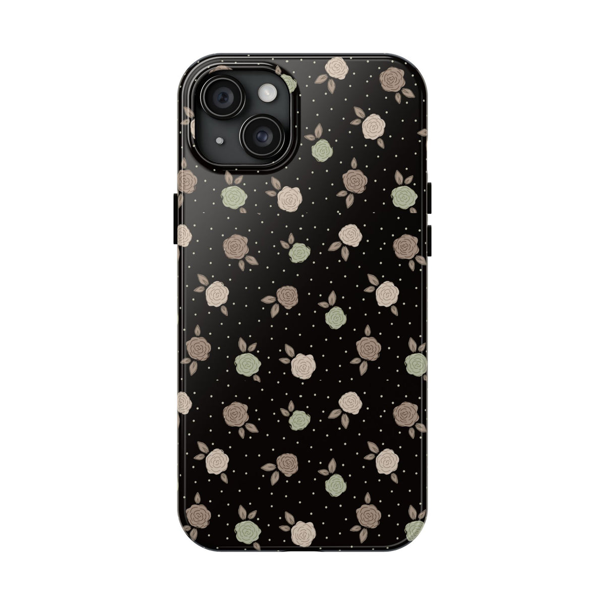 Black and brown floral with polka dots -Tough Phone Cases