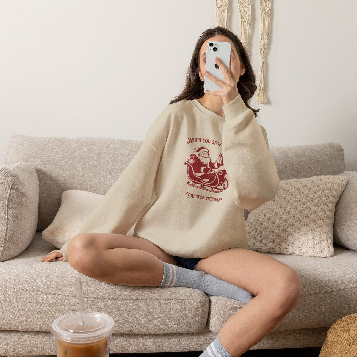 "You Stop believing, you Stop receiving"— Vintage Santa Sleigh Holiday Pullover
