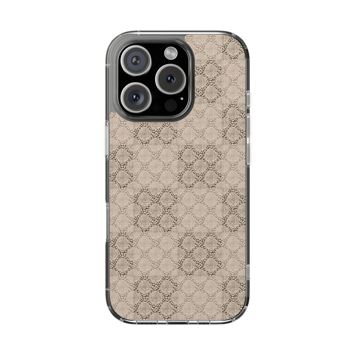 Brown and tan checkered rose- magnetic Clear Impact-Resistant Cases