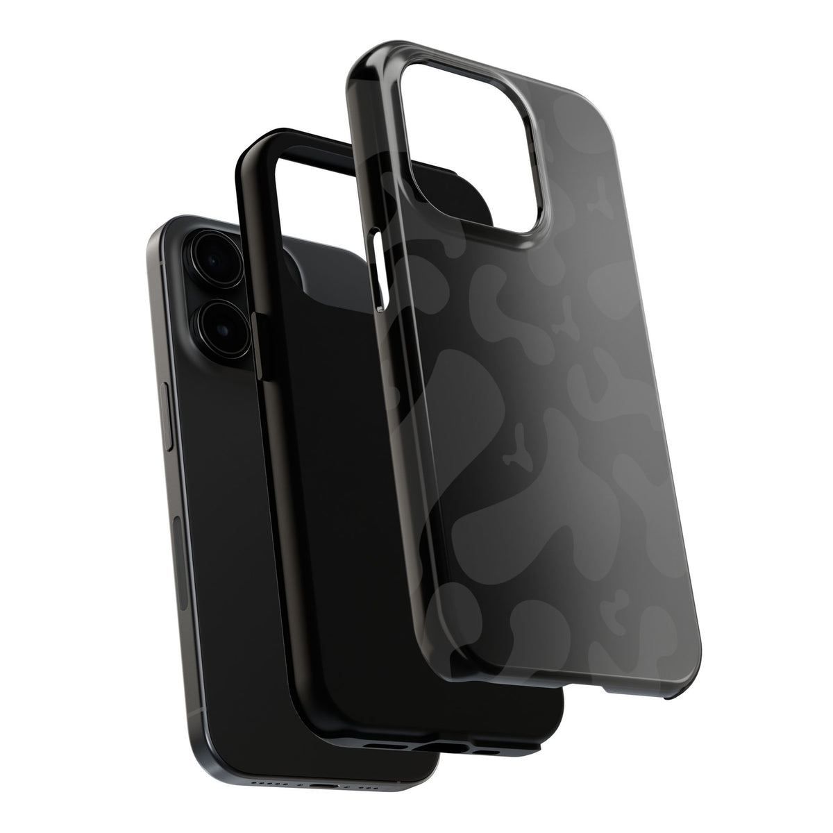 Black Camo Tough Phone Case — Durable Matte Military-Inspired Protection