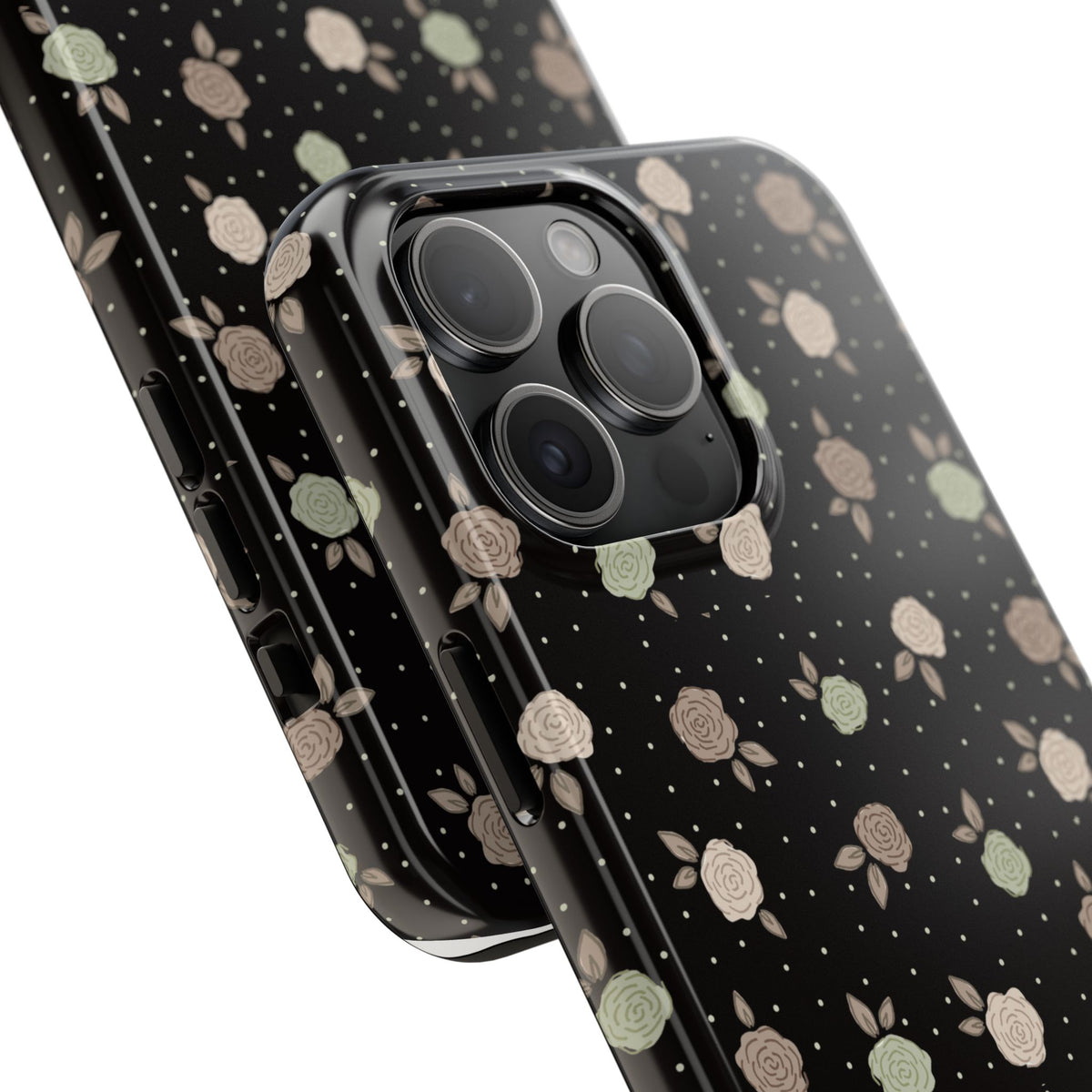Black and brown floral with polka dots -Tough Phone Cases
