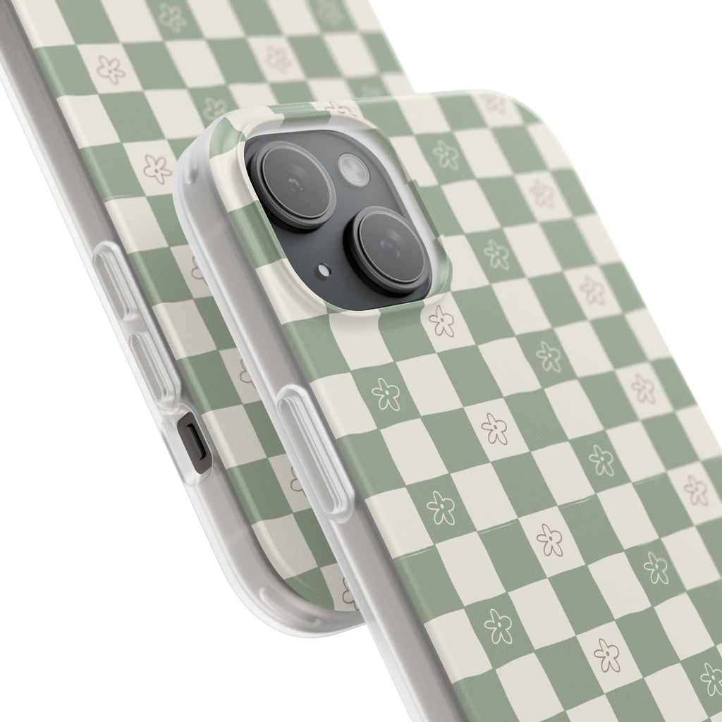 Green checker and daisy -Flexi Cases