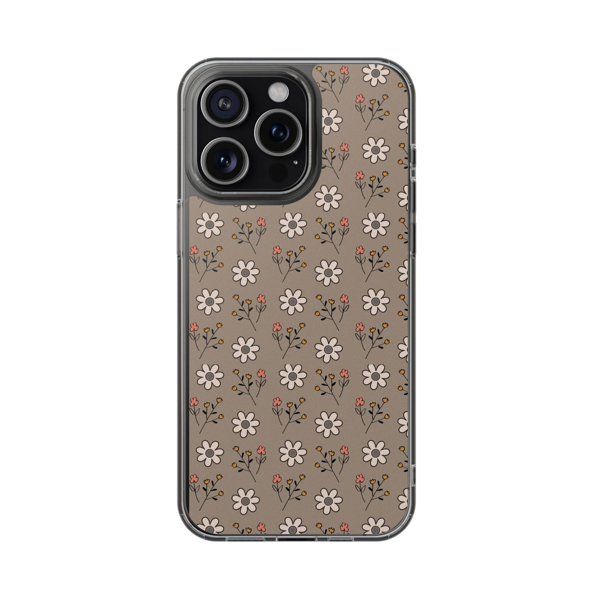 Brown floral- Magnetic Clear Impact-Resistant Cases