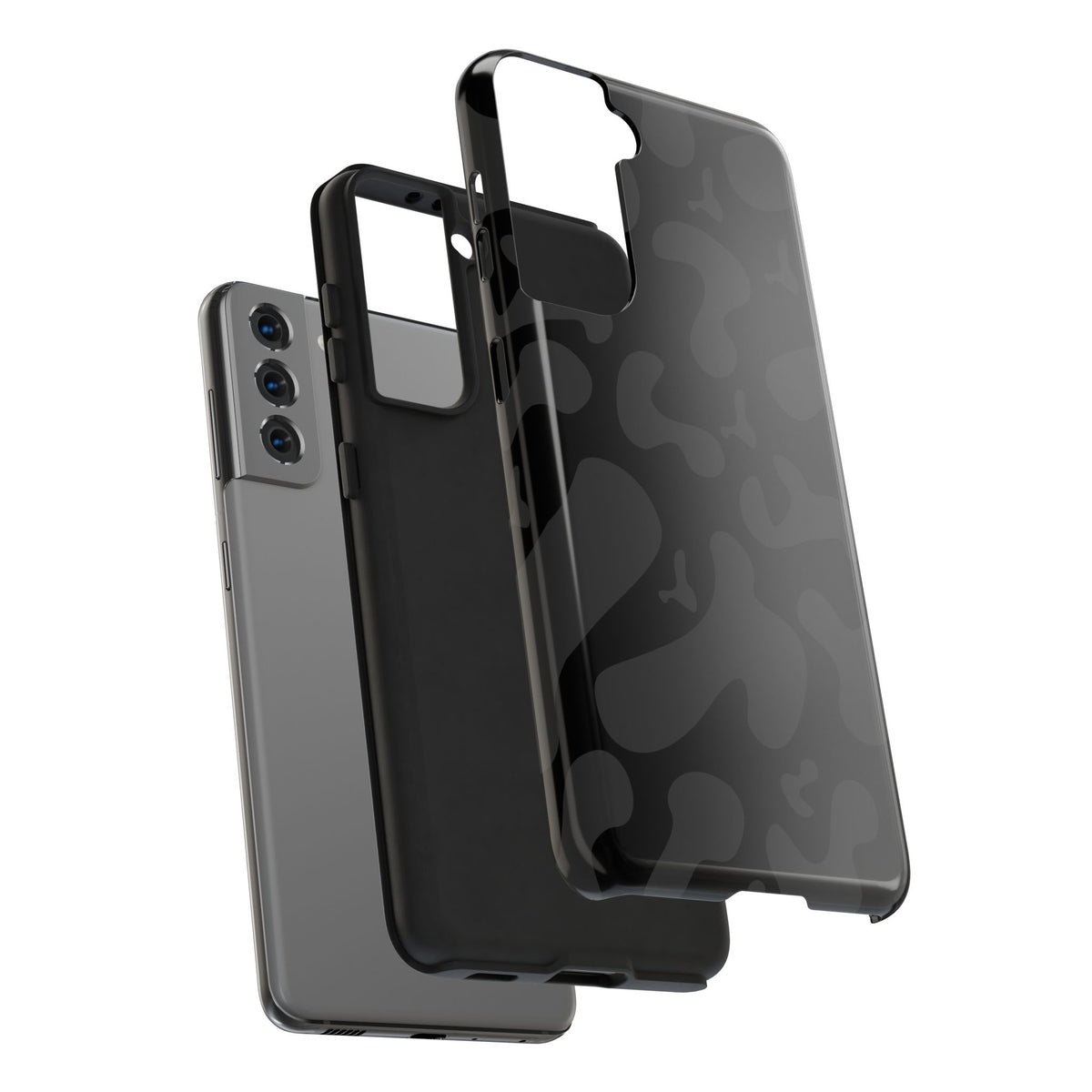 Black Camo Tough Phone Case — Durable Matte Military-Inspired Protection