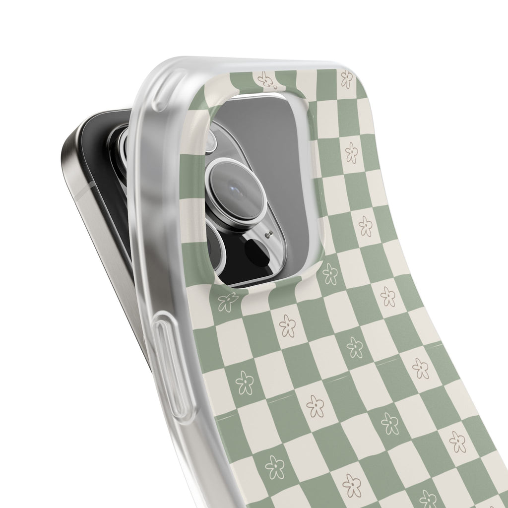 Green checker and daisy -Flexi Cases