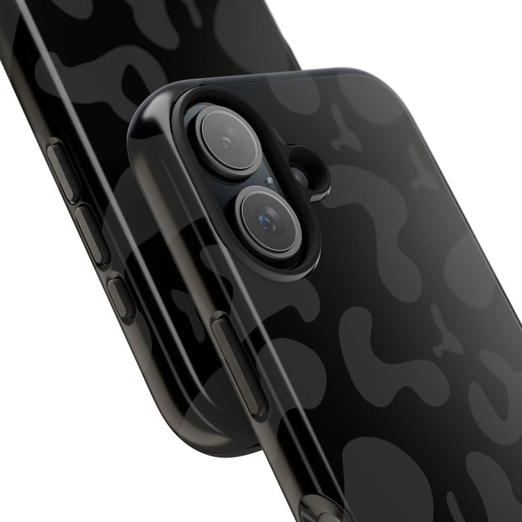 Black Camo Tough Phone Case — Durable Matte Military-Inspired Protection