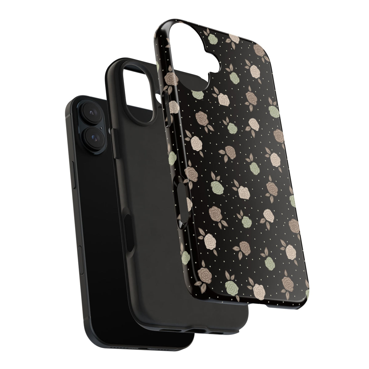 Black and brown floral with polka dots -Tough Phone Cases