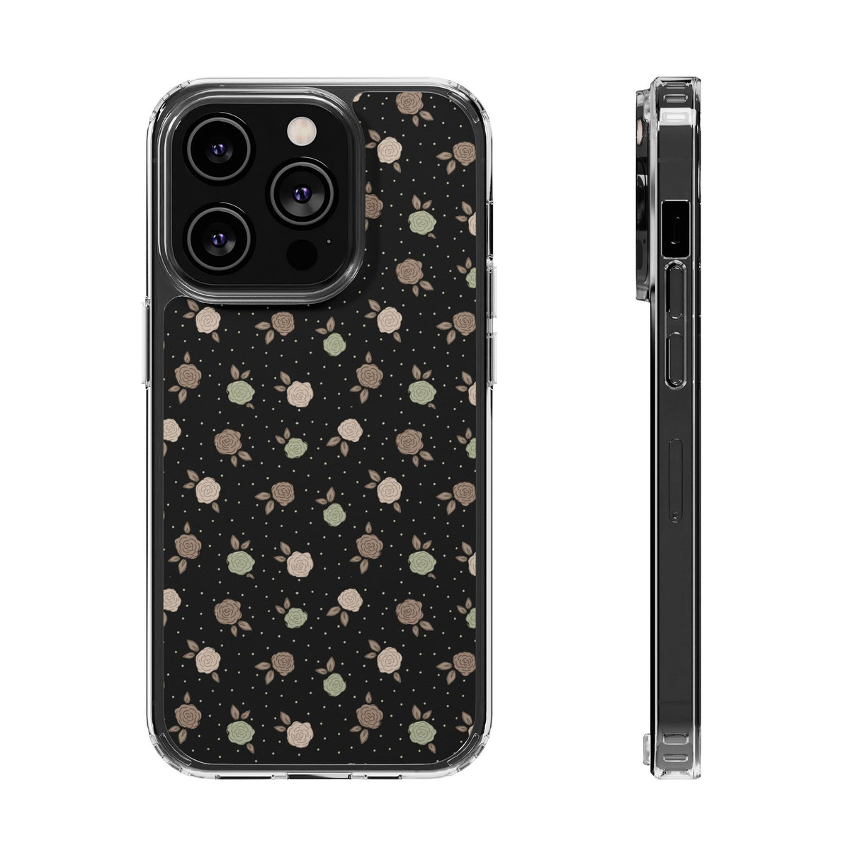 Black roses and polka dots-Magnetic Clear Impact-Resistant Cases