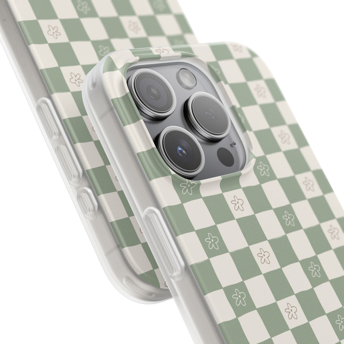 Green checker and daisy -Flexi Cases