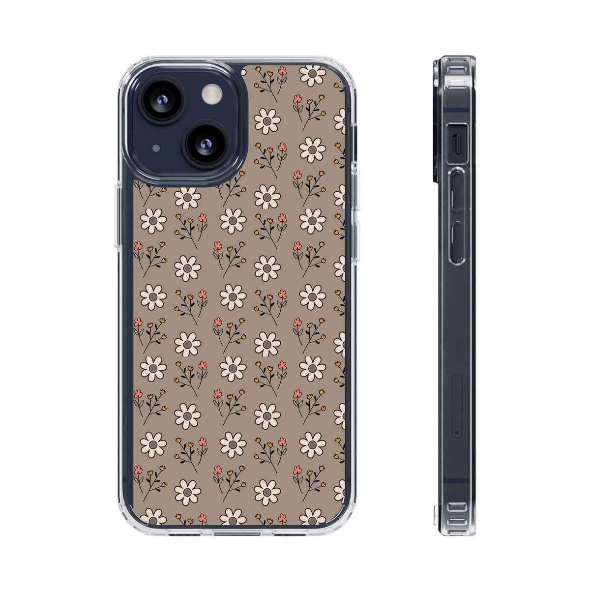 Brown floral- Magnetic Clear Impact-Resistant Cases