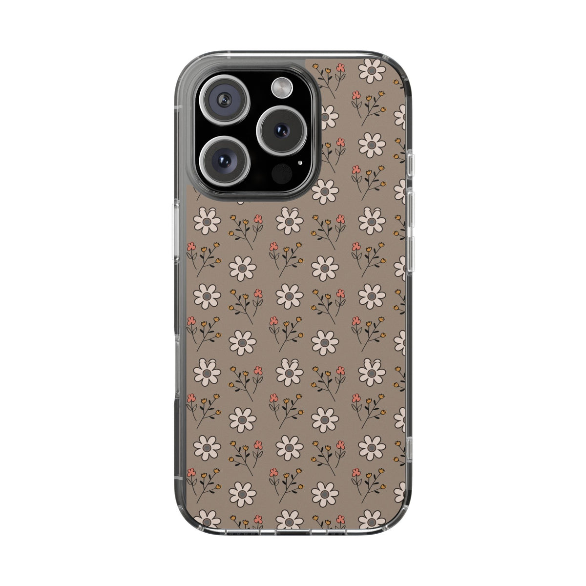Brown floral- Magnetic Clear Impact-Resistant Cases