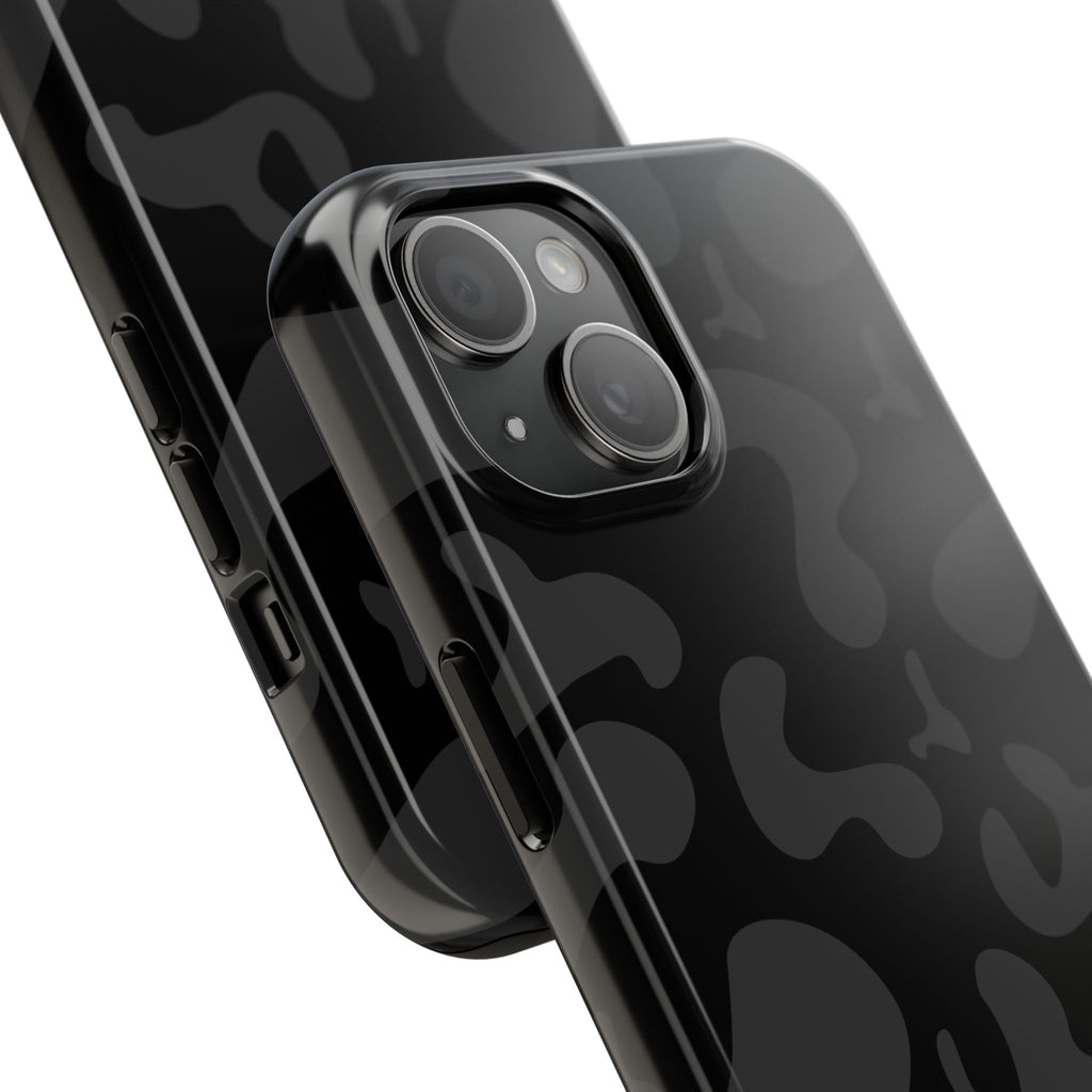 Black Camo Tough Phone Case — Durable Matte Military-Inspired Protection