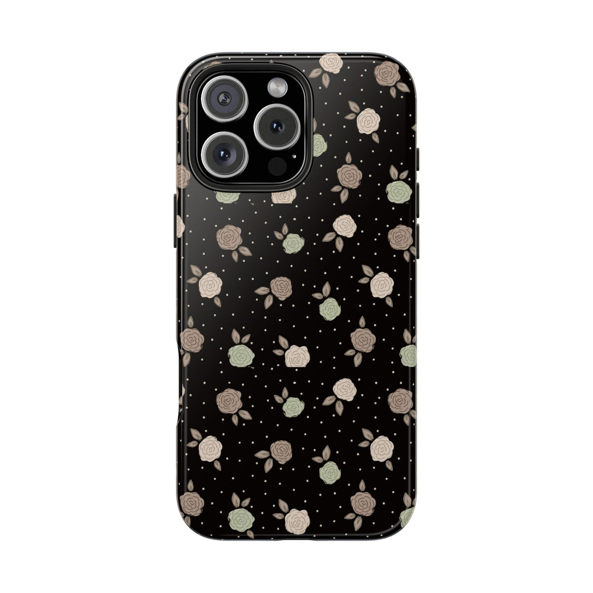 Black and brown floral with polka dots -Tough Phone Cases