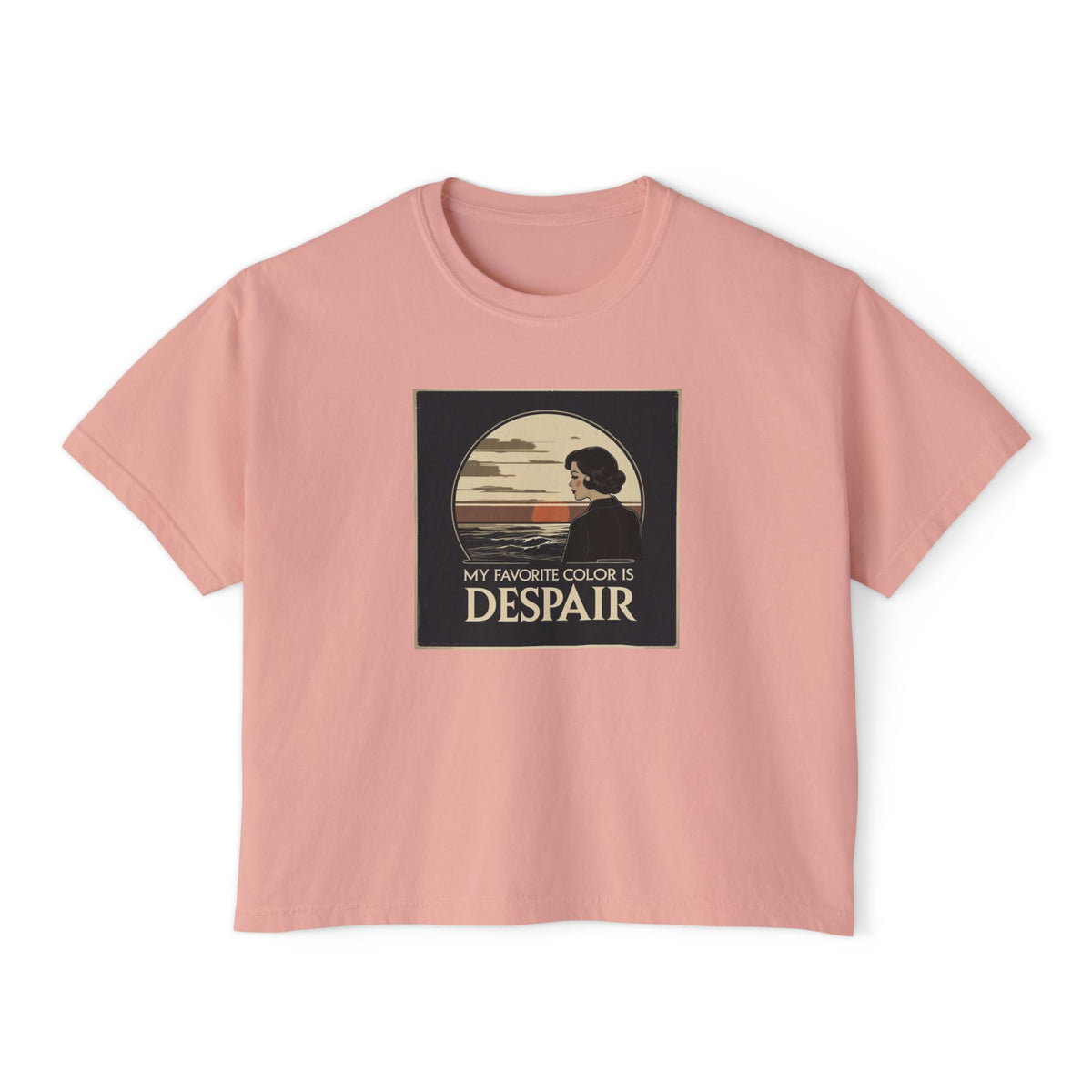Boxy Tee — Vintage 'My Favorite Color Is Despair' Graphic Crop T-Shirt