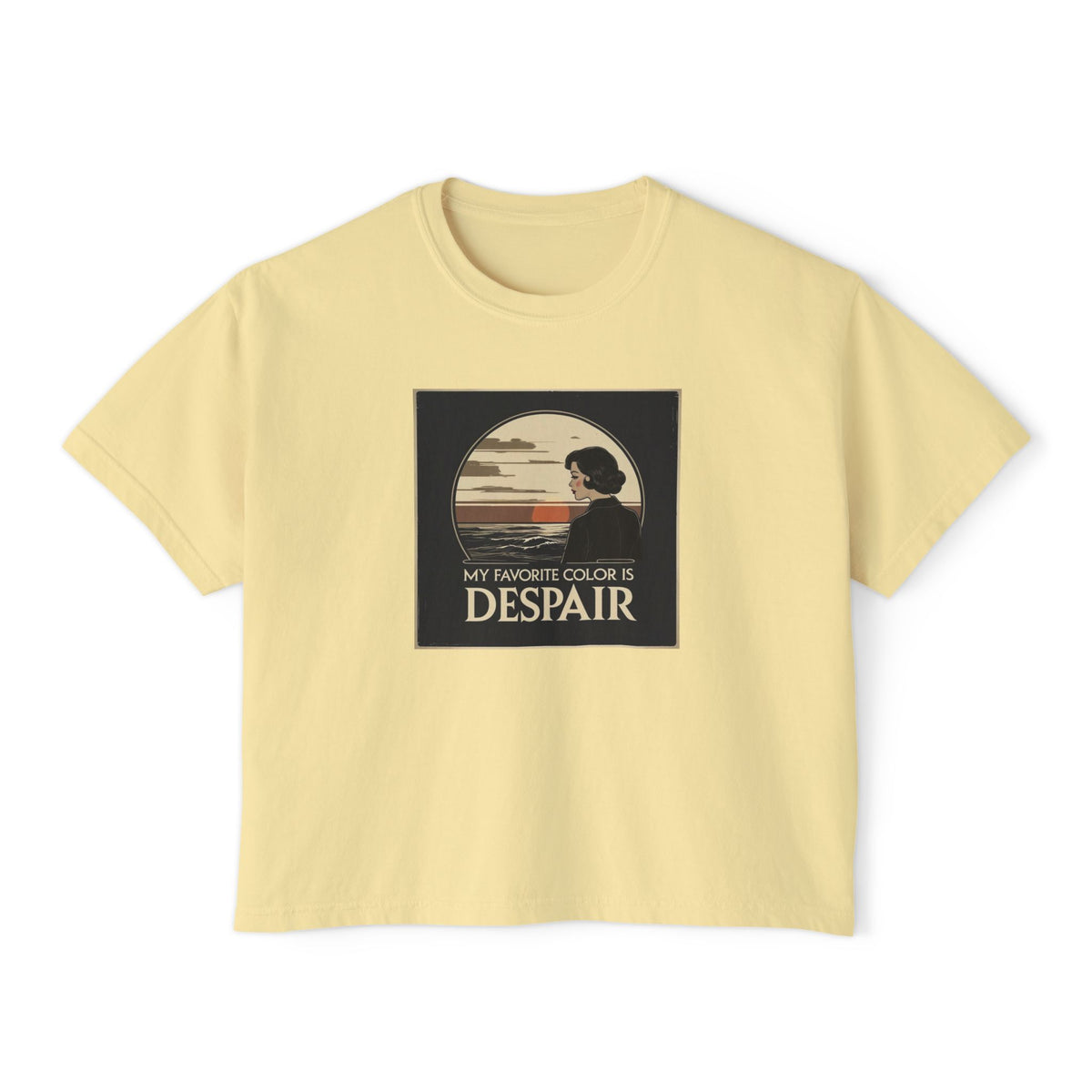 Boxy Tee — Vintage 'My Favorite Color Is Despair' Graphic Crop T-Shirt